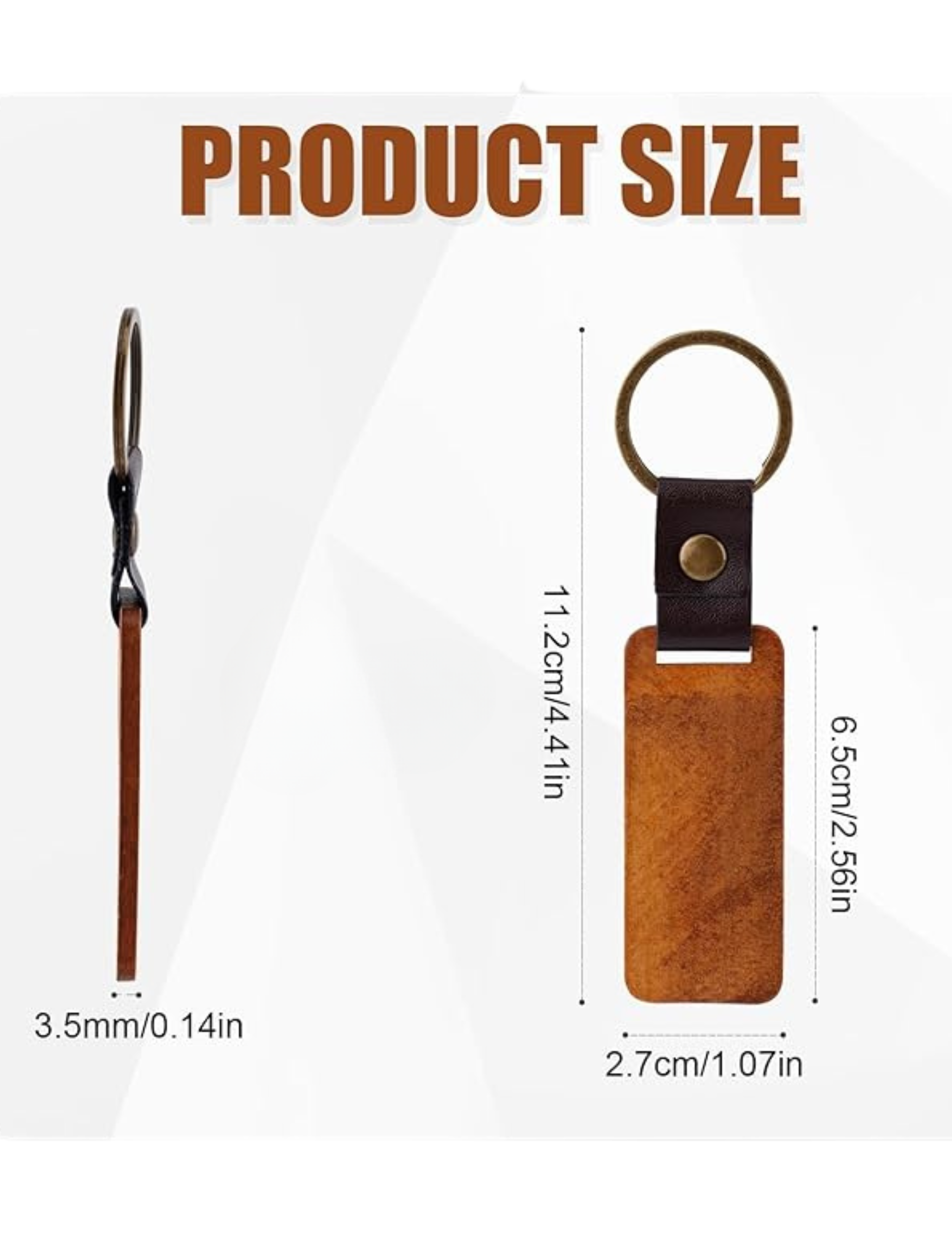 Wooden Keychain Ring with Leather Strip